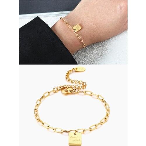 Good Luck Charms Gold Color Chain Bracelets for Women Titanium Stainless Steel Fashion Accessories Fine Jewelry Birthday Gifts
