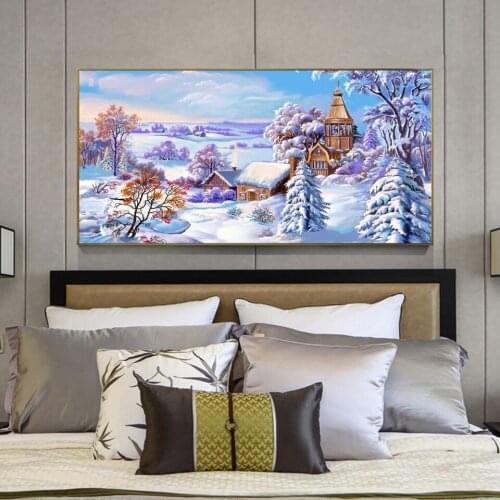 Winter snow house landscape diamond mosaic diamond paint diamond painting full square round diamond embroidery Xmas Decoration