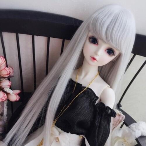 1/3 1/4 1/6 1/8 Long Sliver Grey Hair High Temperature Wire BJD Wig For BJD Doll Wig