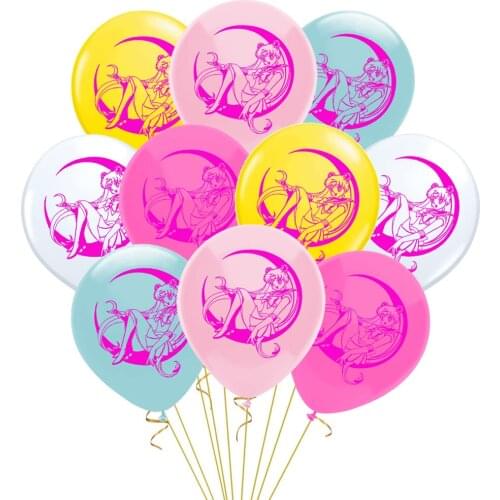10pcs 12inch New Sailored Moon Latex Balloons Pink Rose Ballons Beautiful Girl Hero Baby Shower Princess Birthday Party Decor