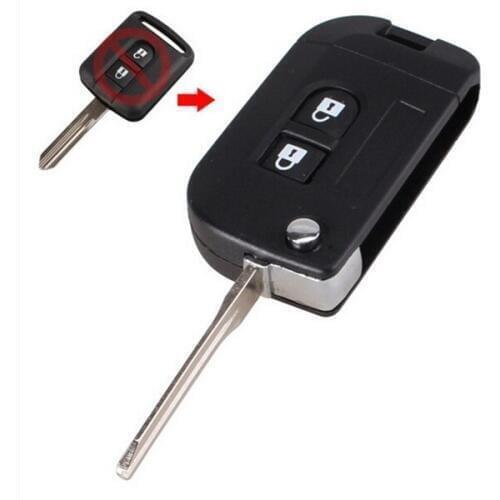 100pcs Folding Remote Key Shell Car Case Fob Cover for Nissan Qashqai primera Micra Navara Almera Note Sunny 2 Buttons