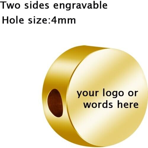 MYLONGINGCHARM free engraving your logo or design-50pcs-customized Beads 15mm Round Beads- Bracelet Charms Beads-hole size 4mm