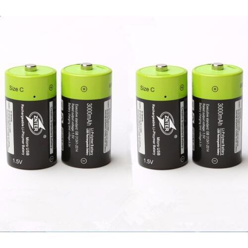 4pcs/lot ZNTER 1.5V 3000mAh rechargeable battery C size Micro USB rechargeable lithium polymer battery medical equipment battery