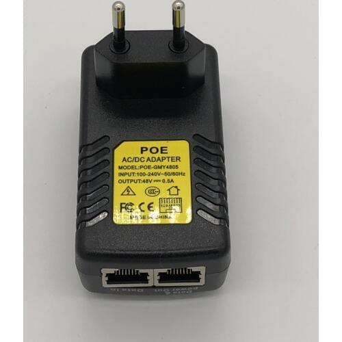 1PCS CCTV security 48V 0.5A 24W POE adapter dowel Injector PoE Ethernet adapter IP Camera phone poe Power Supply US EU Plug