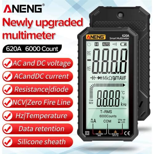 2021 620A Digital Smart Multimeter Transistor Testers 6000 Counts True RMS Auto Electrical Capacitance Meter Temp Resistance