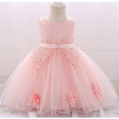 Baby Girl Beading Sequin Flower Tulle Christening Princess Toddler Birthday Party Ball Gown Dress Newborn Child Baptism 1 Year