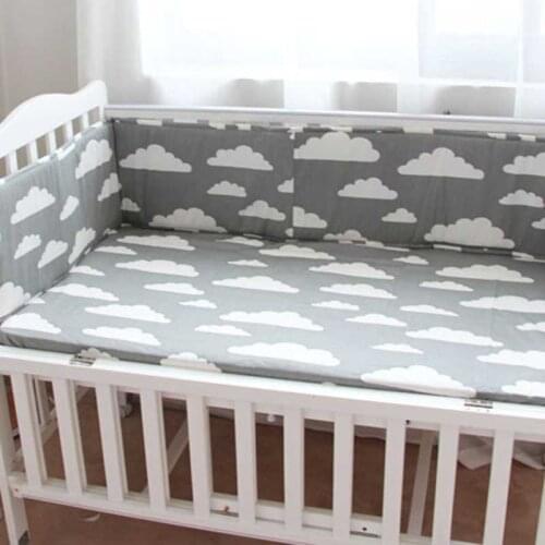 Baby Bed Crib Bumper Cotton Washable Newborn Cradle Protector Bumpers Stars Design Soft Breathable Bedding Set Bed Circumference