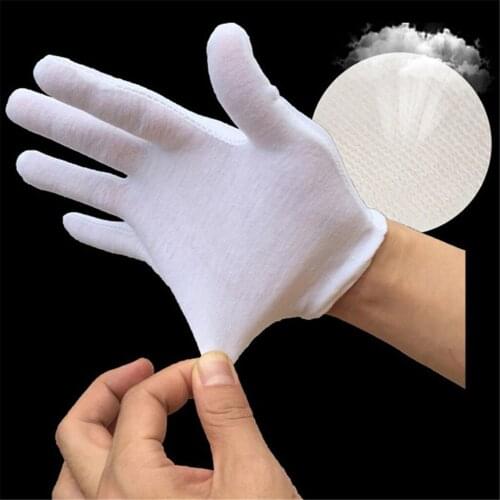 White Gloves Soft Cotton Gloves Coin Jewelry Silver Inspection Gloves Stretchable Lining Glove Oversized Stretch #P3