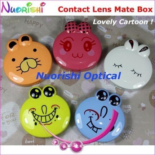 Free Shipping 10pcs Lovely Cartoon design Contact Lens Box with Mirror C516 contact lens mate box