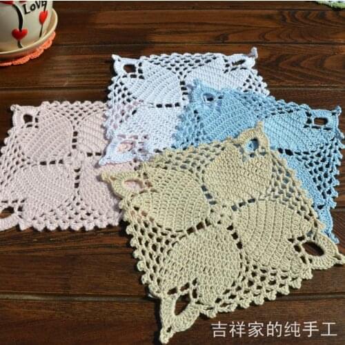 Free shipping ZAKKA 12 pic/lot square cotton lace felt for RU as novelty households crochet doilies coaster for wedding decor