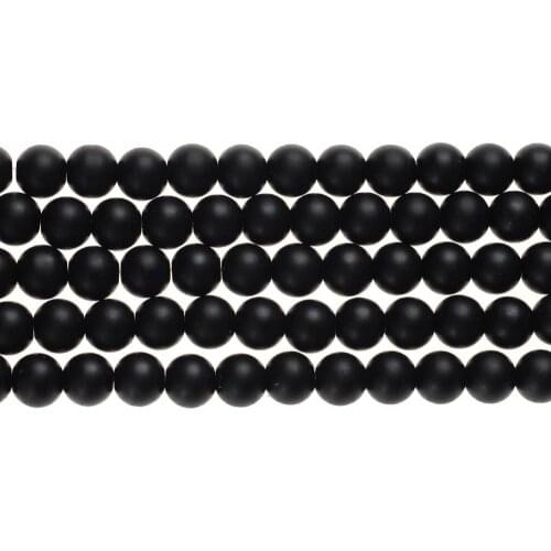 Natural Stone Beads 4-14mm Round Matte Wholesale Black Beads Dull Polish Onyx Carnelian Black Stone Beads for DIY Jewelry Making