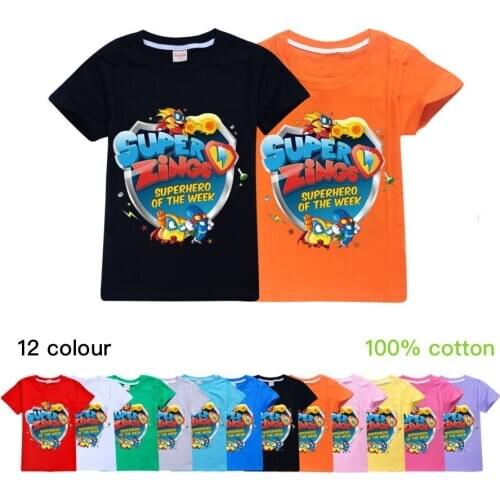 Children Cotton Cartoon Super Zings Serie Print Short Sleeve T Shirt Baby Boys Tops Tee Fashion Summer Kids Girl Clothes Costume