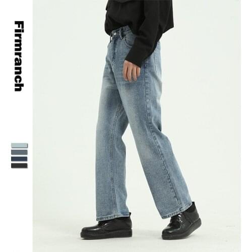 Firmranch Spring Men/Women Straight Leg Long Jeans Retro Slacks Japanese&Korean Style Vintage 90s Jeans