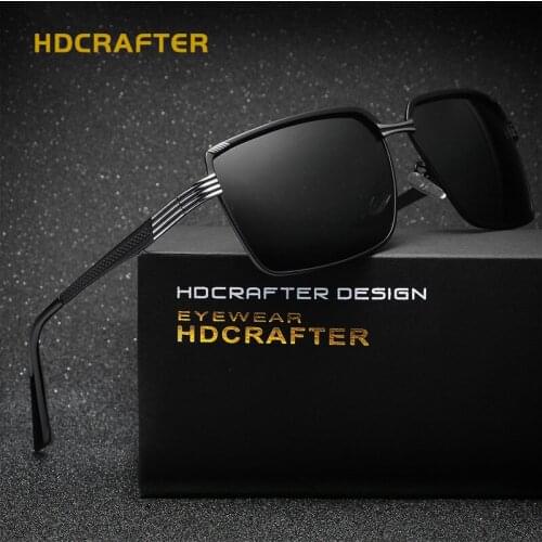 HDCRAFTER Brand Designer Men Sunglasses Polarized Women Alloy Frame Eyewear Driving Unisex Glasses With Case Oculos De UV400