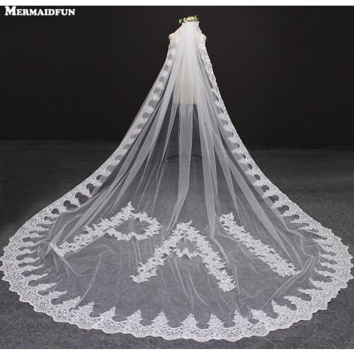 Personalized Handmade Custom Made Wedding Veil with Name Customized Letter Number Character 4 Meters Long Lace Bridal Veil