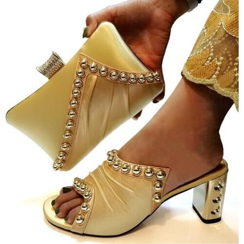 Italian Shoes Matching Bags for Women Good quality material with metal rivet decoration Shoe and Bags Set Of African Wedding