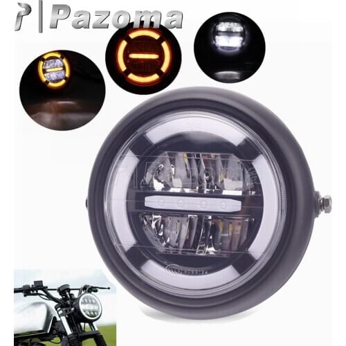 12-24V Motorcycle 7" Round LED Headlight Headlamp High Low Beam DRL Angel Eye Lightings For Harley Cafe Racer Bobber Chopper