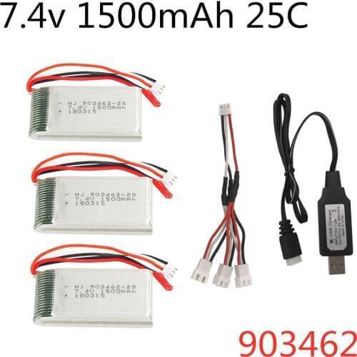 7.4V 1500mAh Lipo battery+7.4v usb charger For FT009 RC Boat 12423 12428 battery lipo 2s 7.4 V 903462 Lithium battery