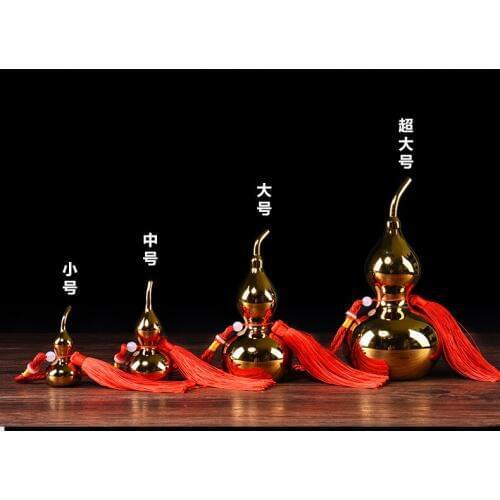 TOP COOL gift Pocket home mascot fortune Mascot Money Drawing FENG SHUI lucky gilding copper cucurbit gourd statue