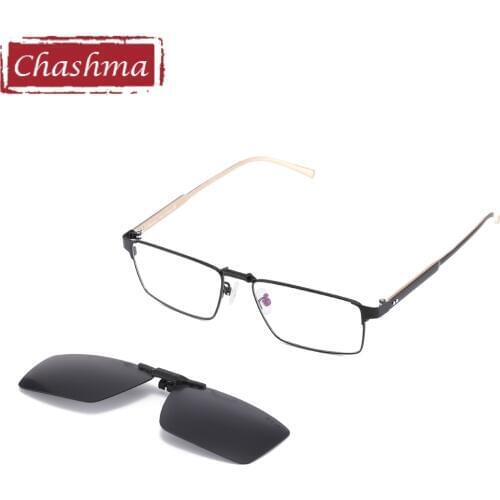 Polarized Magnetic Lenses Clip Eyewear Frame Optical Prescription Glasses for Men Driving Anti Glare UV400 Protection Glass