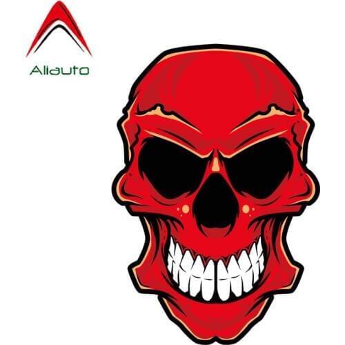 Aliauto Terror Car Sticker Funny Red Skull Accessories Vinyl Decal for Wrangler Mercedes W204 Hyundai Ix35 Volvo,16cm*11cm