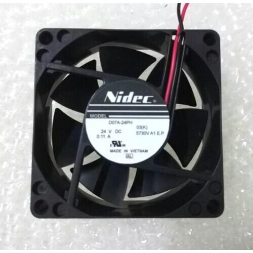 Nidec D07A-24PH DC 24V 0.11A 70x70x25mm 2-Wire Server Cooling Fan