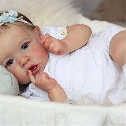 2021 New Realistic Saskia Reborn Baby Dolls Grey Eyes Girls Full Silicone Doll
