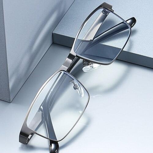 Iboode New Anti Blue Light Reading Glasses Men Stainless Steel Business Presbyopic Optical Glasses +1.0 1.5 2.0 2.5 3 3.5 4.0