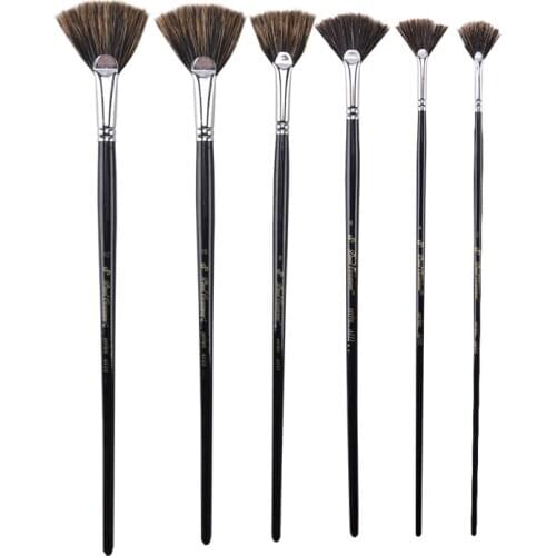 Paul Eezanne 3PCS High-grade Wild Boar Bristle Fish Tail Fan Shape Paint Brush Set For Watercolor Gouache Acrylic Art Supplies