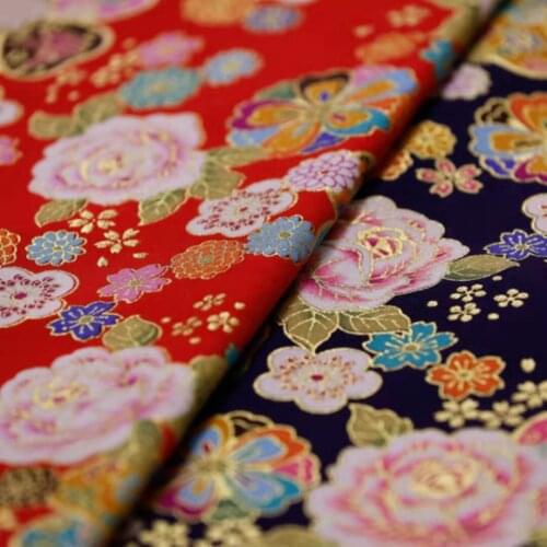 Japanese Style Peony Pattern Printed Cotton Fabrics Sewing Quilting Fabric For Sewing Kimono Patchwork Needlework Material