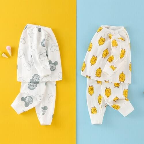 2Pcs Children Kids Cotton Pajamas Sets Baby Cotton Boys Girls Sleepwear Suit Autumn Pajamas Clothes Pants Pajamas Children Sets