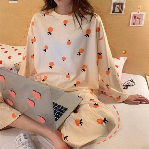 Autumn Winter Floral Printed Pajamas Set Women Pyjamas Homewear Long Sleeve Sleepwear Plus Size Home Clothes Night Suit Female