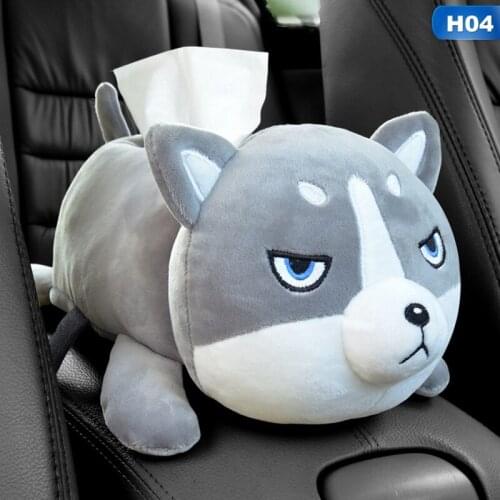 Plush Animals Car Armrest Tissue Box Washable Seat Back Napkin Paper Holder Cute Headrest Pillow For Car Multi-use Accessories