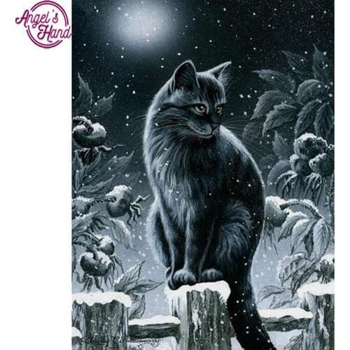 Full square diamond 5D DIY diamond embroidery Black cat diamond painting Cross Stitch Rhinestone mosaic home decoration gift CX