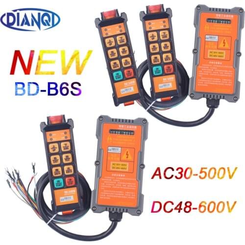 Industrial Remote Controller Switches Hoist Crane Control Lift Crane 1/2 transmitter+1 receiver BD-B6S AC30V-500V DC48V-600V
