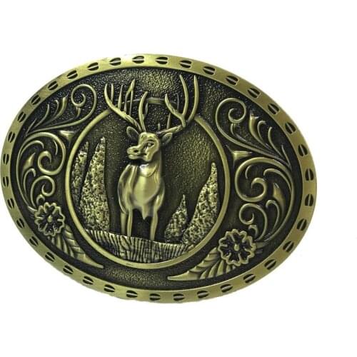 Western Cowboy Zinc Alloy Heritage Outdoor Series Wild Deer Carving Buckle