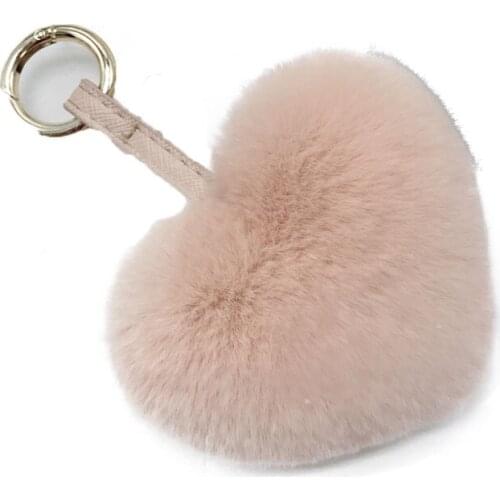 Fluffy Handbag Pendants Keychains female Real Fox Fur Pompom Trinket Car-Charm-Pendant
