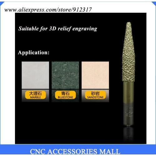 C series SHK 8mm marble relief CNC engraving diamond tool,Conical Head stone carving bits