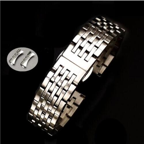 Stainless Steel Watch Band Strap 12-24mm 7 Beads Butterfly Clasp Watchband Watch Bracelet for Men Mechanical Watches Quartz