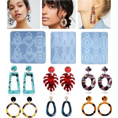 3pcs/set Crystal Epoxy Resin Mold Geometric Earrings Ear Pendant Casting Silicone Mould DIY Crafts Jewelry Making Tools