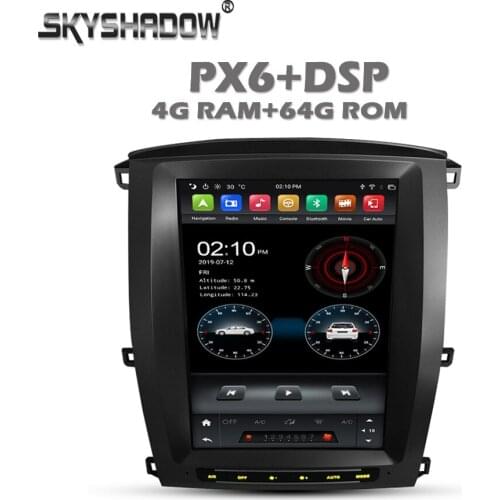 Vertical Tesla PX6 Car DVD Player DSP Android 10.0 64G Wifi Bluetooth 5 Radio GPS For Toyota Land Cruiser LC100 2003-2007