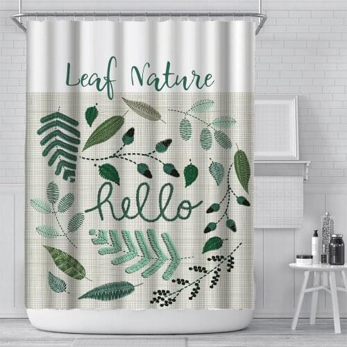 Tropical Green Plant Leaf Palm Cactus Shower Curtains Bathroom Curtain Frabic Waterproof Polyester Bathroom Curtain with 12 Hook
