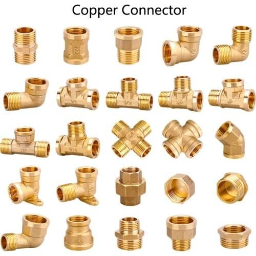 One Piece Male Thread Oil Gas Copper Connector Elbow 90 Deg 45 Deg 1/2" 3/4"1" Equal Reduced Adapt Water Pipe Plumbing Fittings