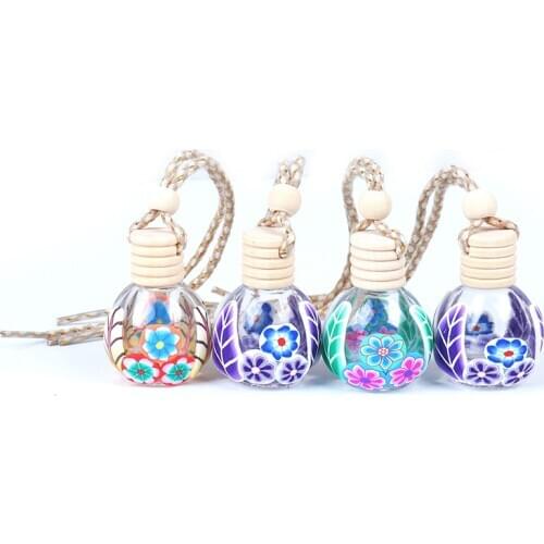 1Pc Empty Car Perfume Bottle Air Freshener Diffuser Hanging Empty Glass Refillable Bottle For Auto Pendant Smell Essential Oil