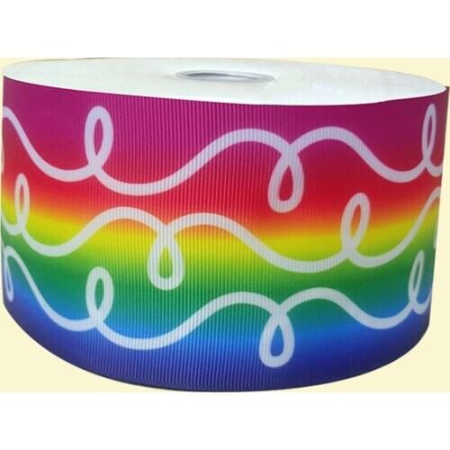 3" inch 75 mm 7.5cm winding lines with colored background free shipping printed grosgrain ribbons for gift decoration