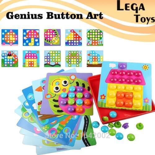 3D Puzzles Button Art Color Matching Mosaic Pegboard Creative Nail Kit Genius Button Art Learning Educational Toys For Kids