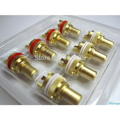 4 Pcs / Lot HIFI RCA Terminal Alluvial Gold-plated Oxygen-free Copper Socket High Performance DIY Free Shipping