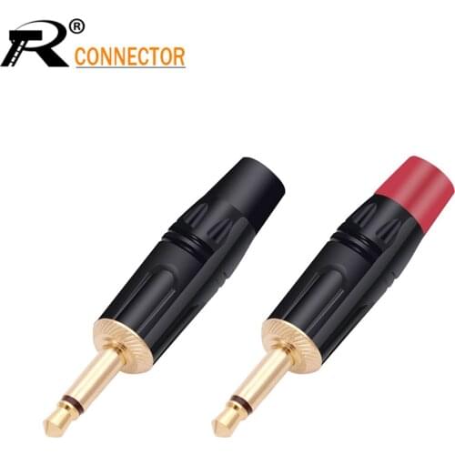 2pcs Gold Plated 2 Poles Jack 3.5MM Mono Male Plug Wire Connector for Microphone Earphone Headphone