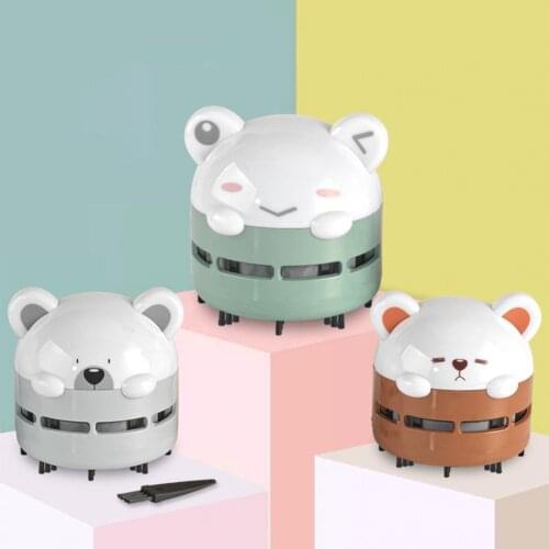 Vehicle Mini Cartoon Bear Desktop Vacuum Cleaner USB Charging Night Light Keyboard Table Cleaner Car Styling Accessories