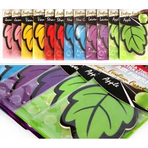 18pcs/lot Auto Shine Paper Hanging Car Air Freshener Vanilla perfumed/fragrance Leaf Shape Free Shipping